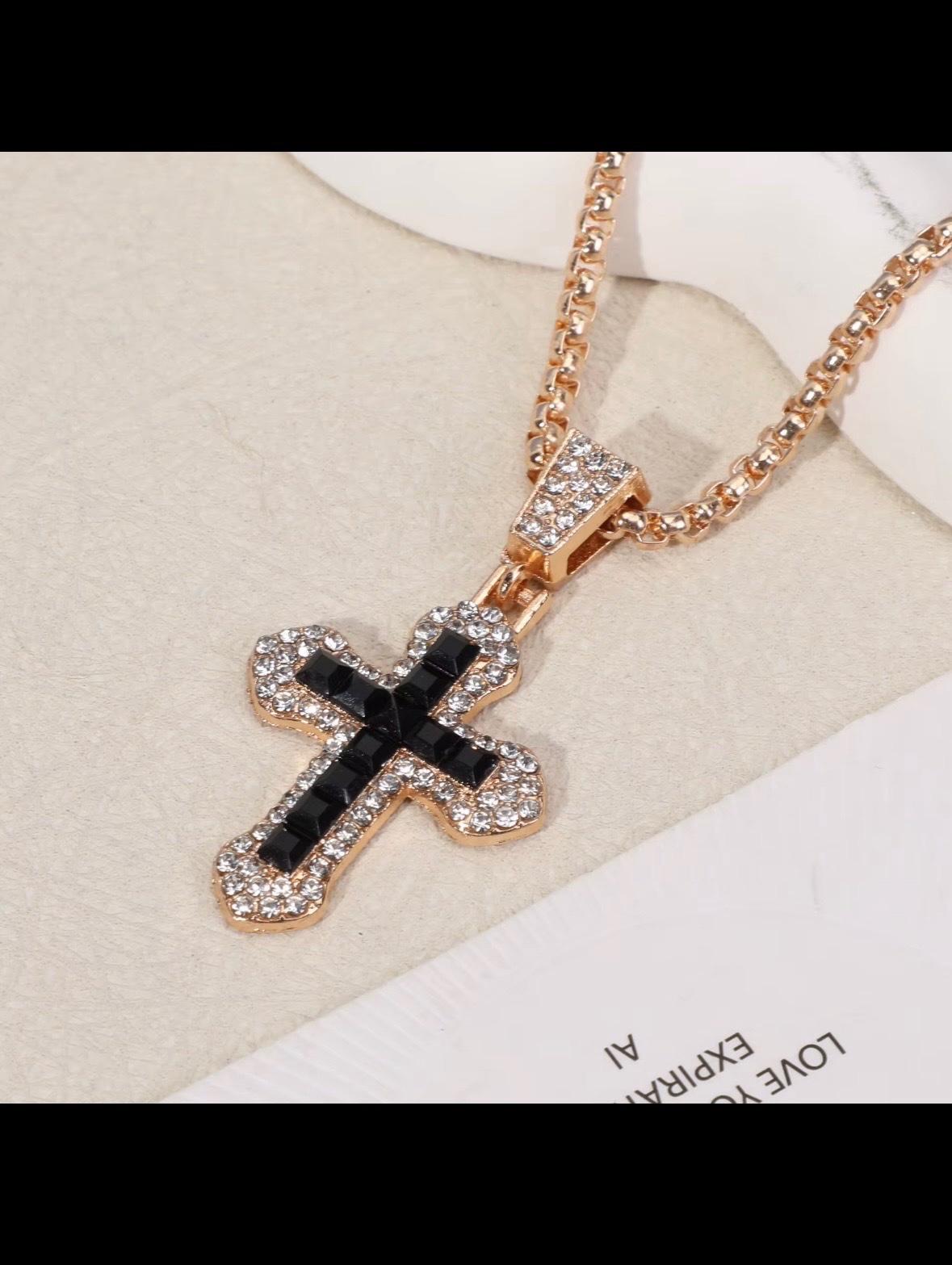 zircon embedded cross pendant chains