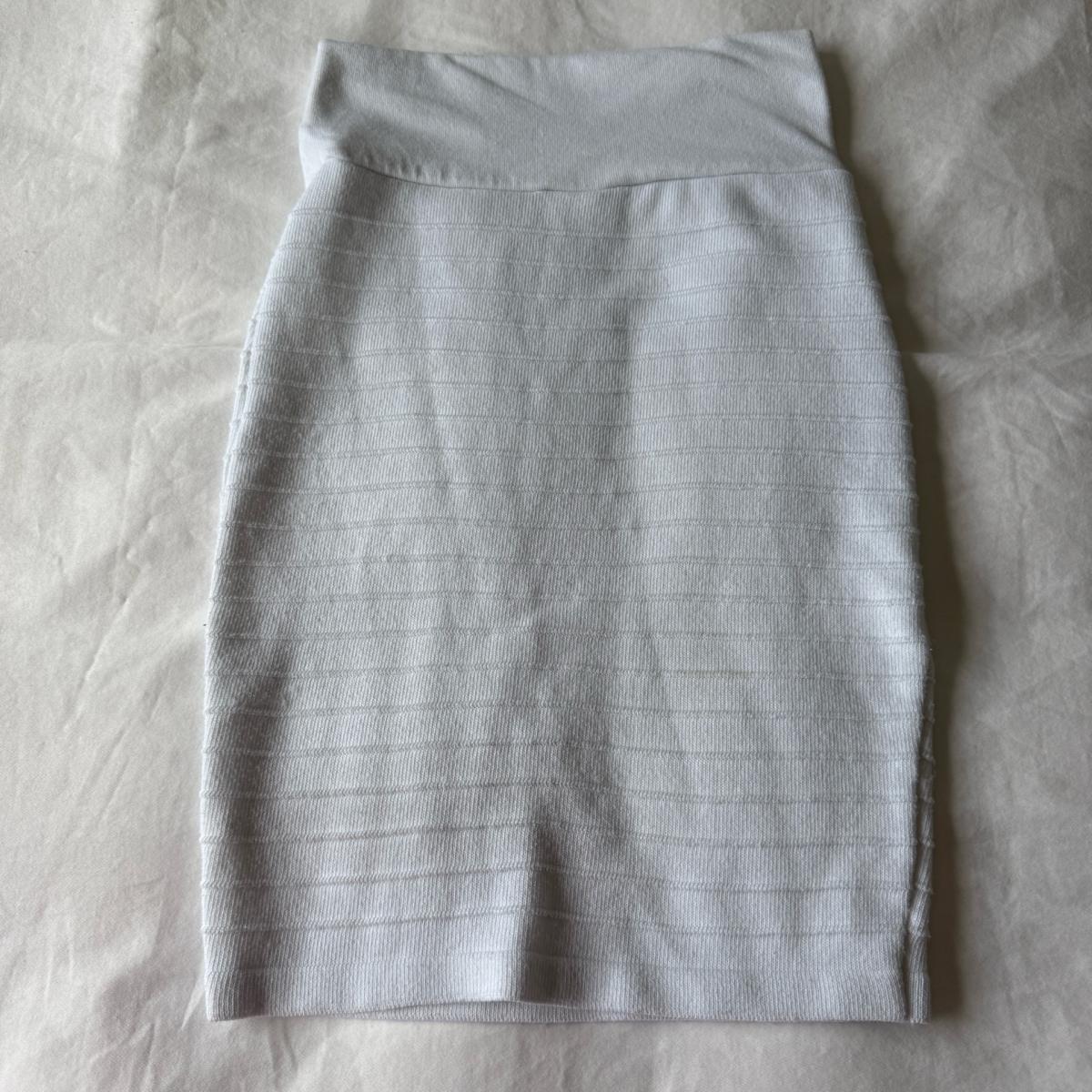 White Textured Bodycon Bandage Mini Skirt  HighWaisted Stret