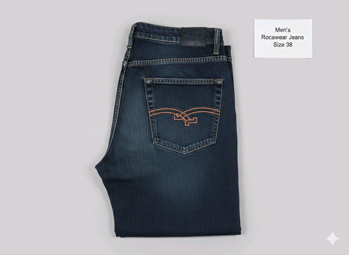 Y2k Rocawear Jeans Embroidered Pocket Baggy Wide Leg Size 38