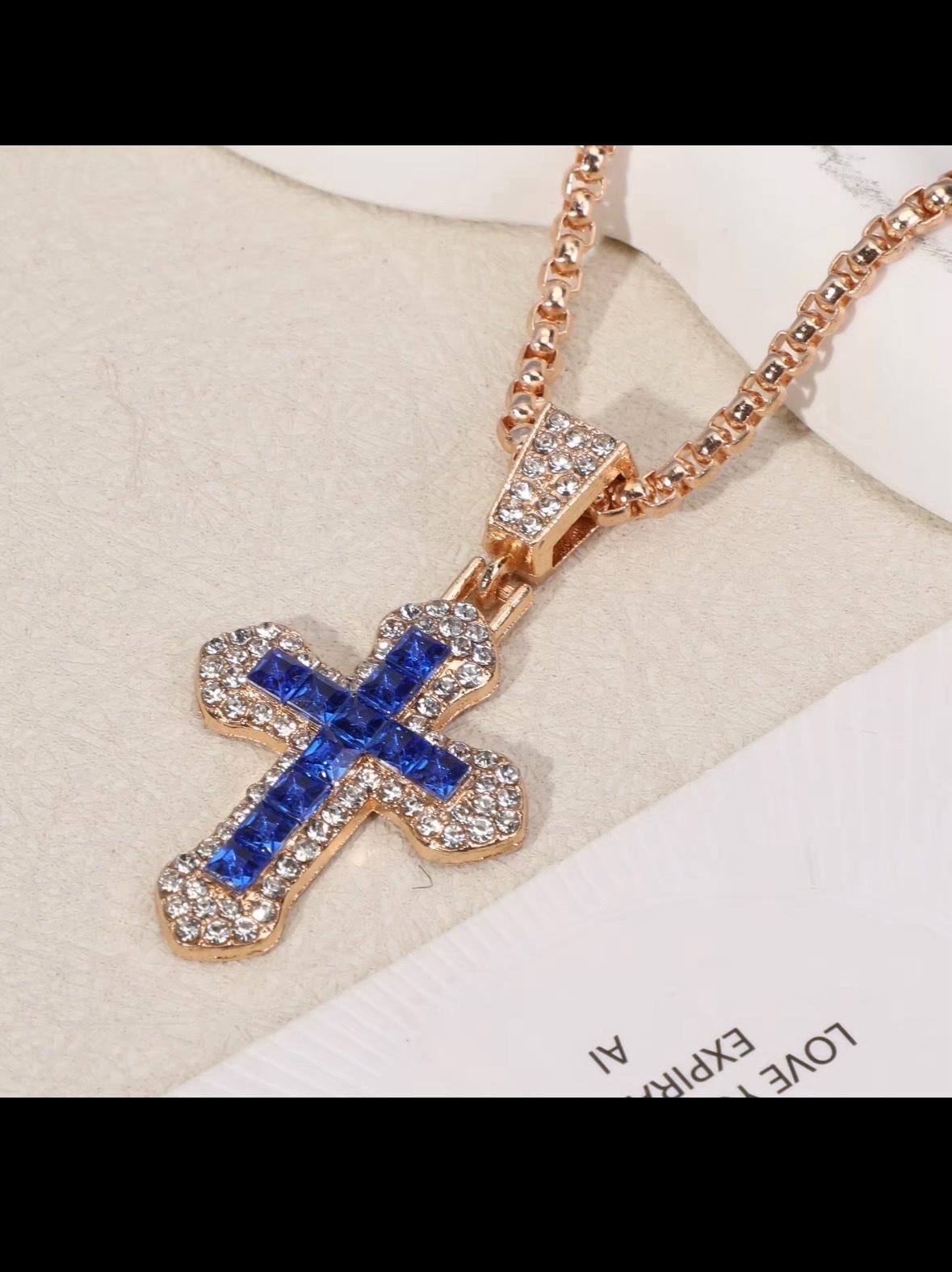 zircon embedded cross pendant chains