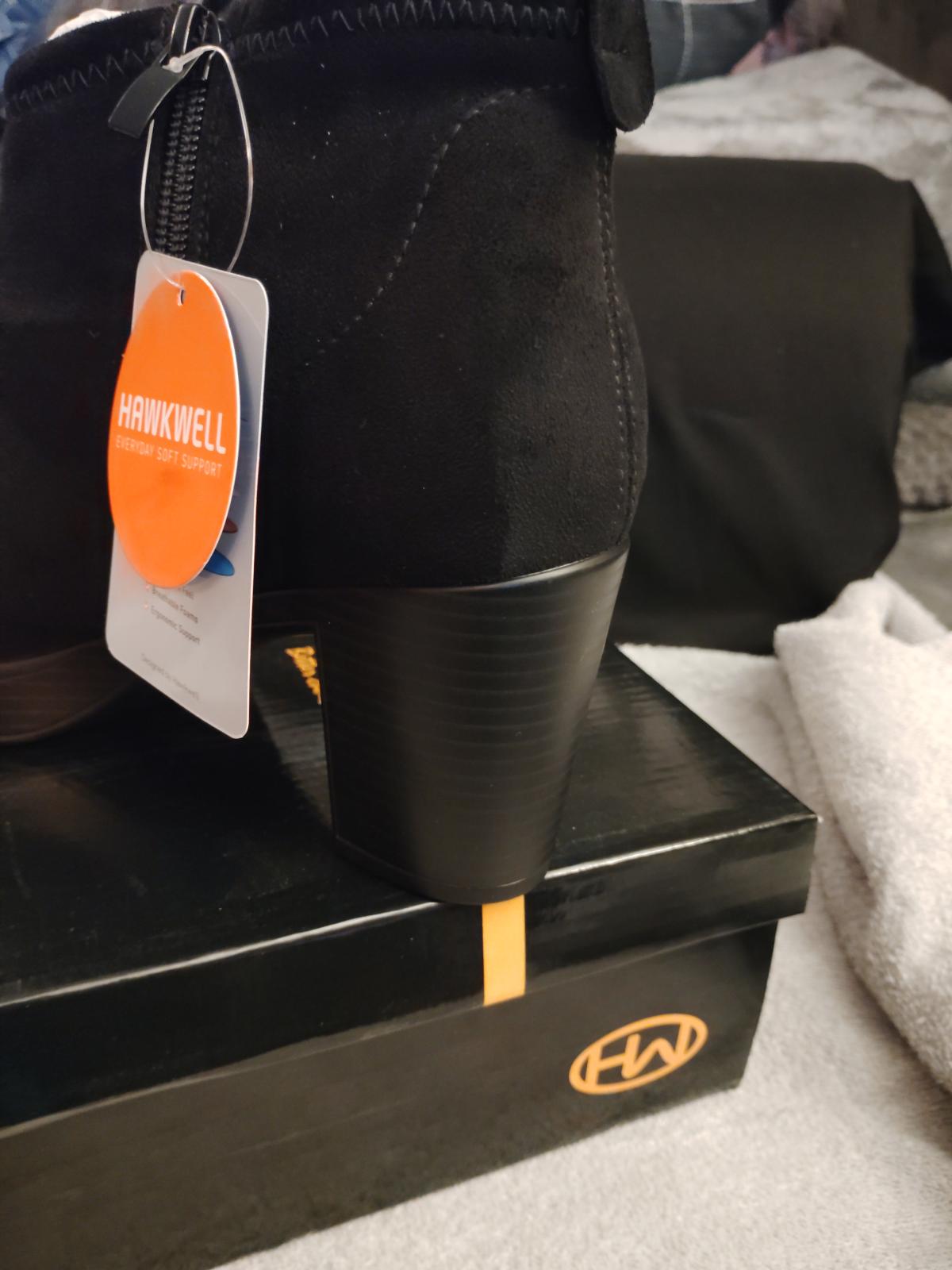 Hawk well Women's Suede Arch Support Side Zipper black Size 9