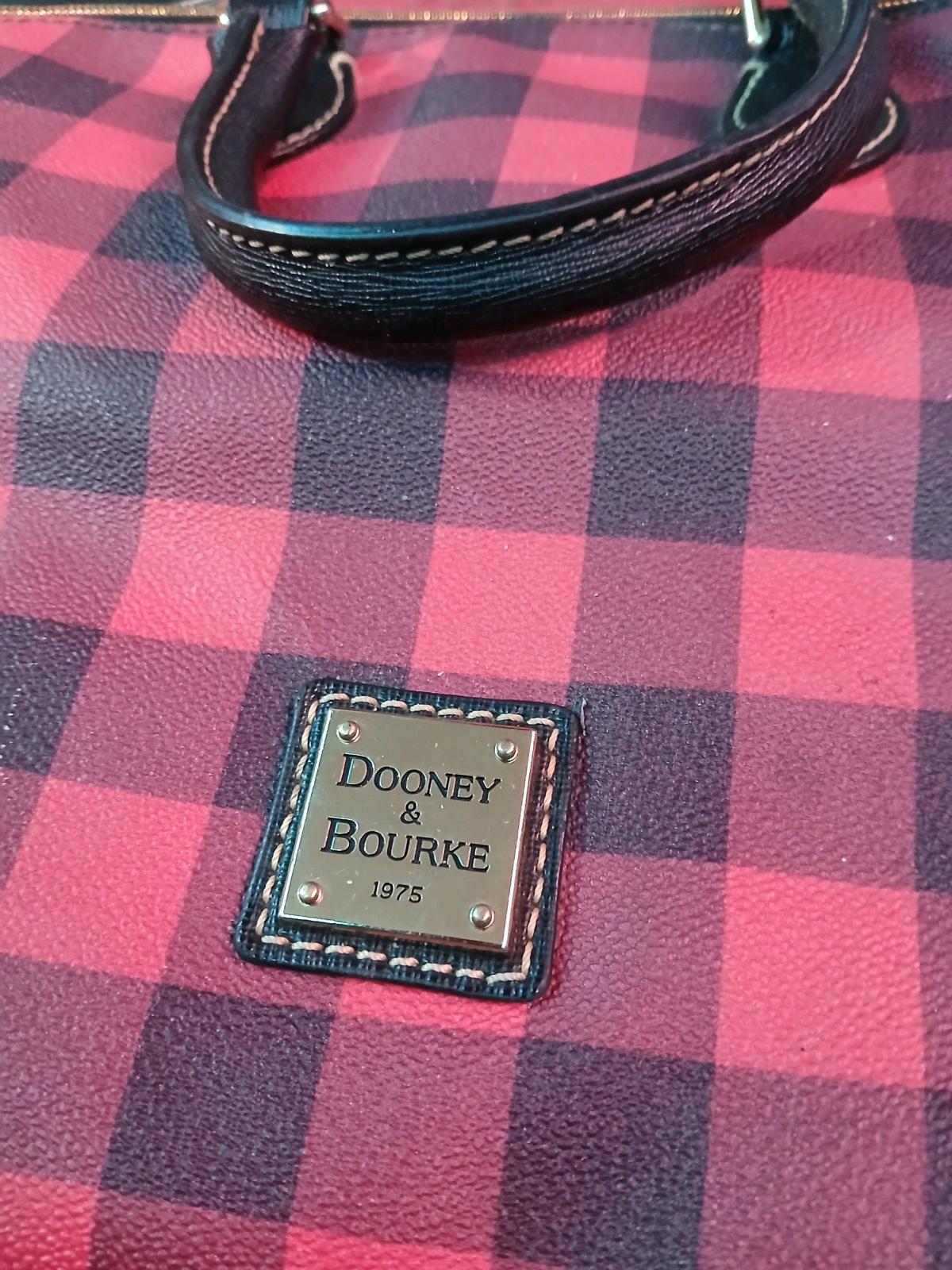 Dooney  Bourke Tucker Satchel Red and Black Buffalo Plaid Pa