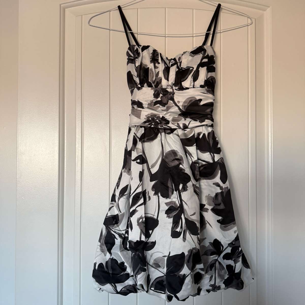 Black  Ivory Floral Padded Cocktail Dress with Bow Back  For