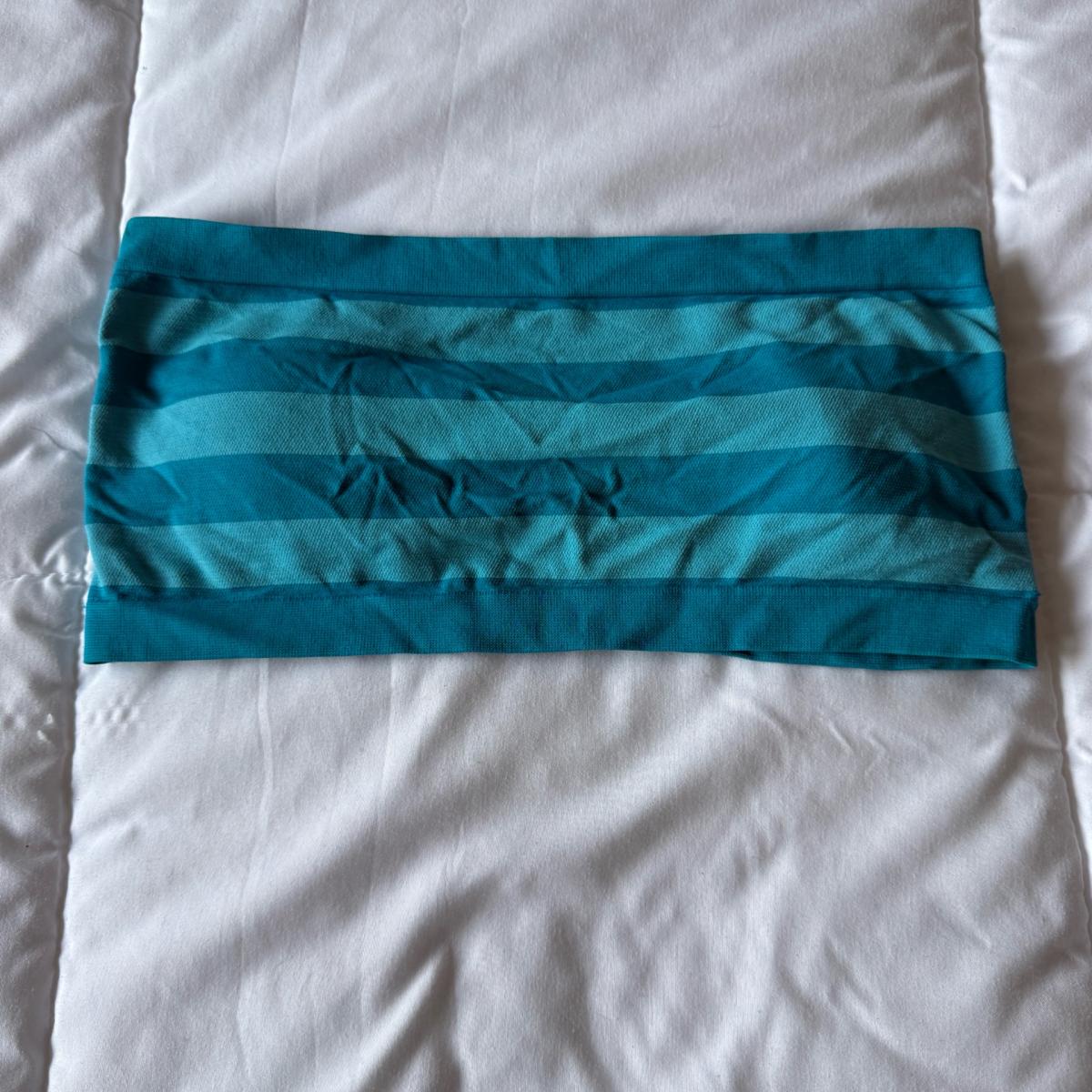 Teal Seamless Strapless Bandeau Top  Ruched Front Soft Stret