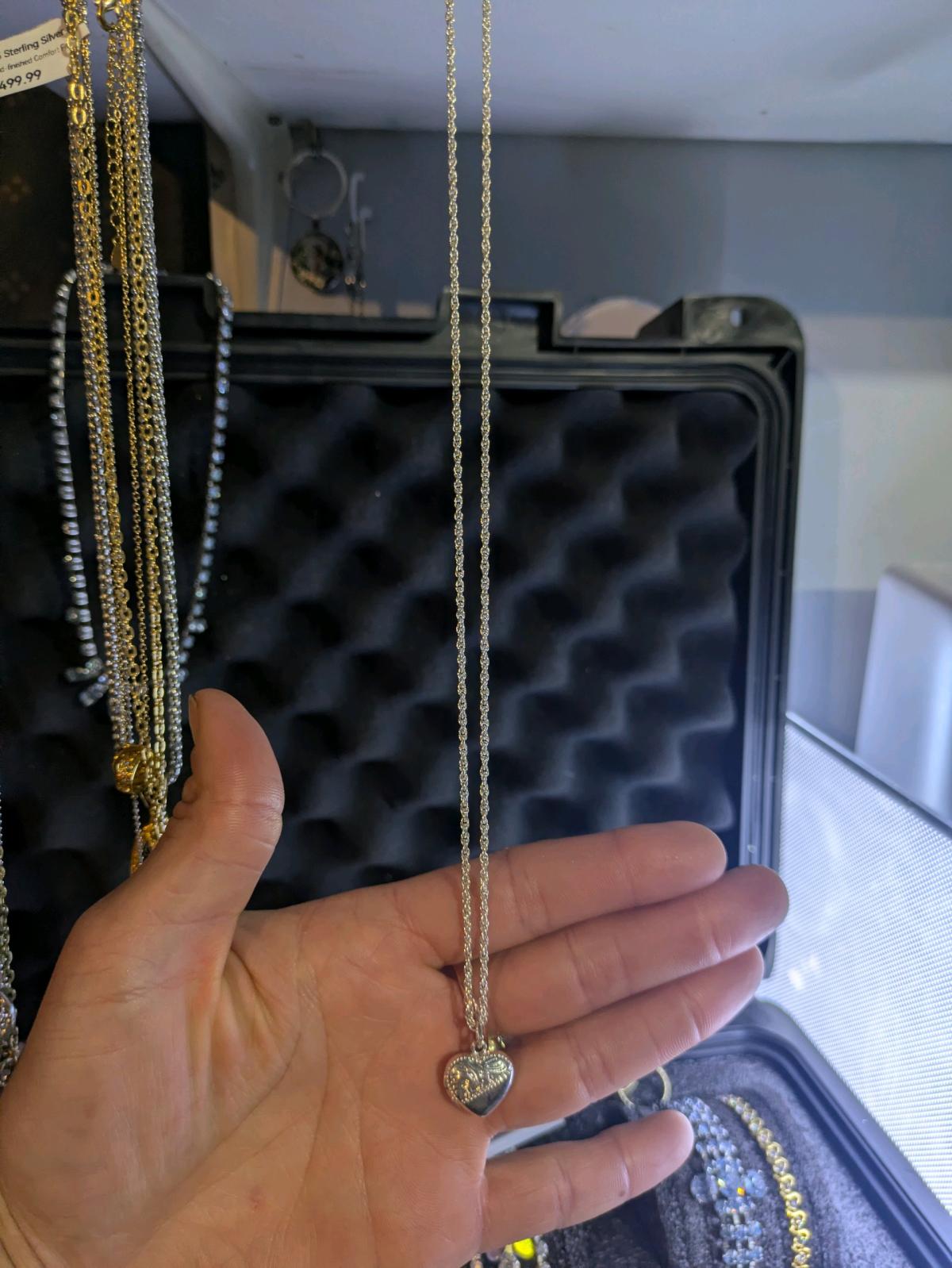 Silver Colored Heart Locket Necklace