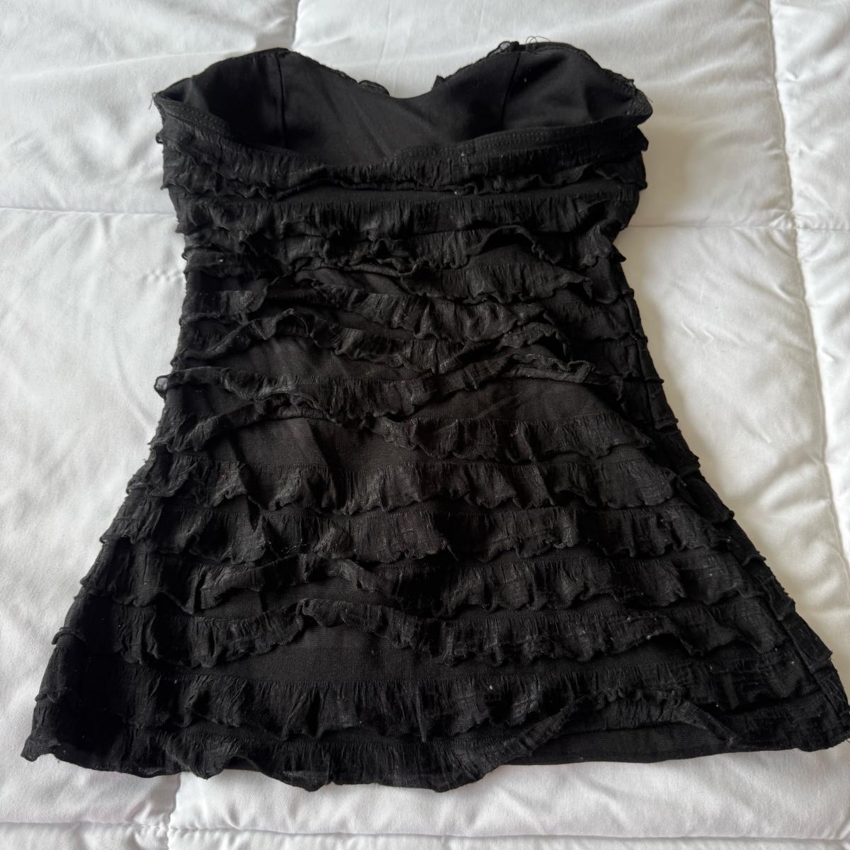 Charlotte Russe Black Strapless Ruffle Bustier Mini Top