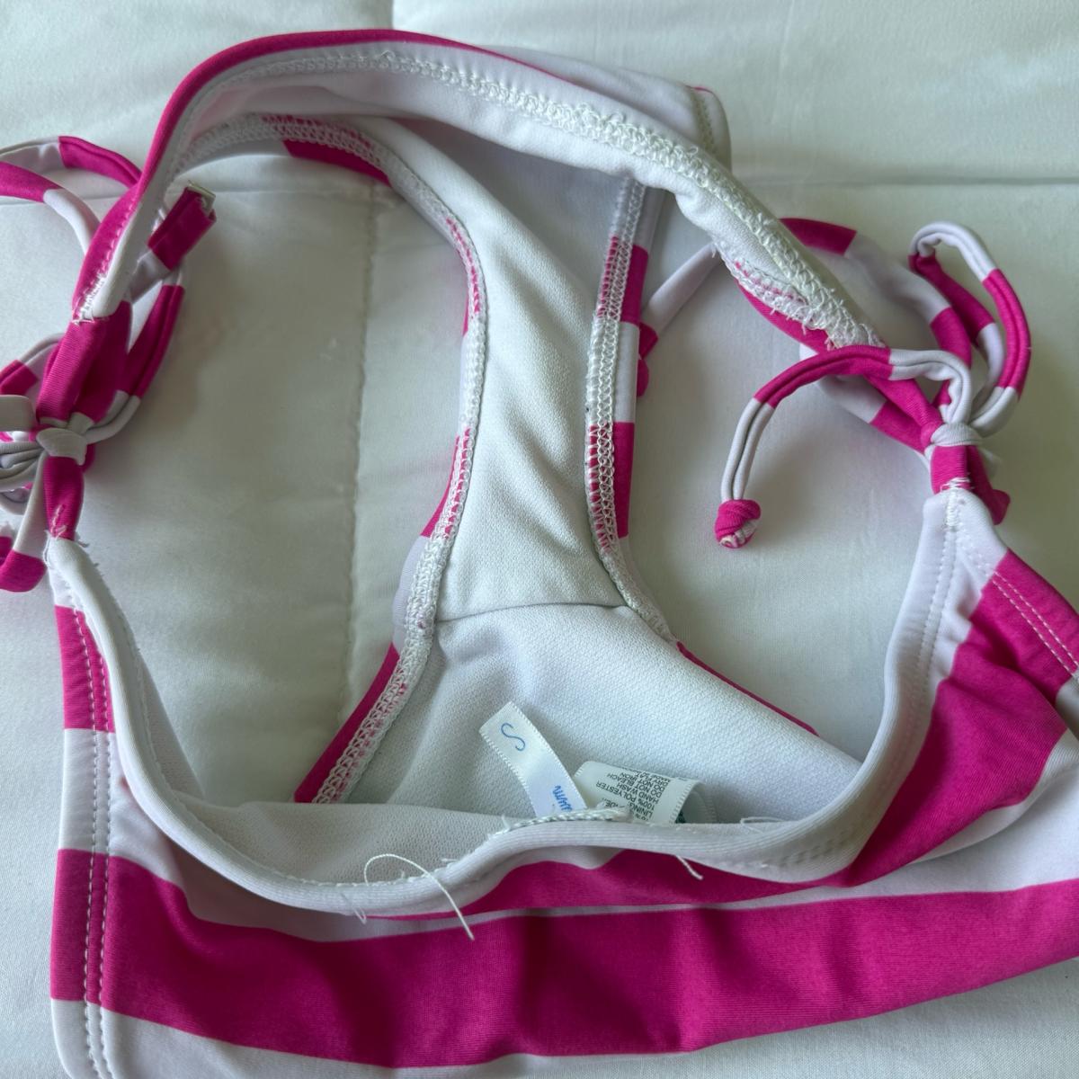 Forever 21 Pink  White Striped Triangle Bikini Set