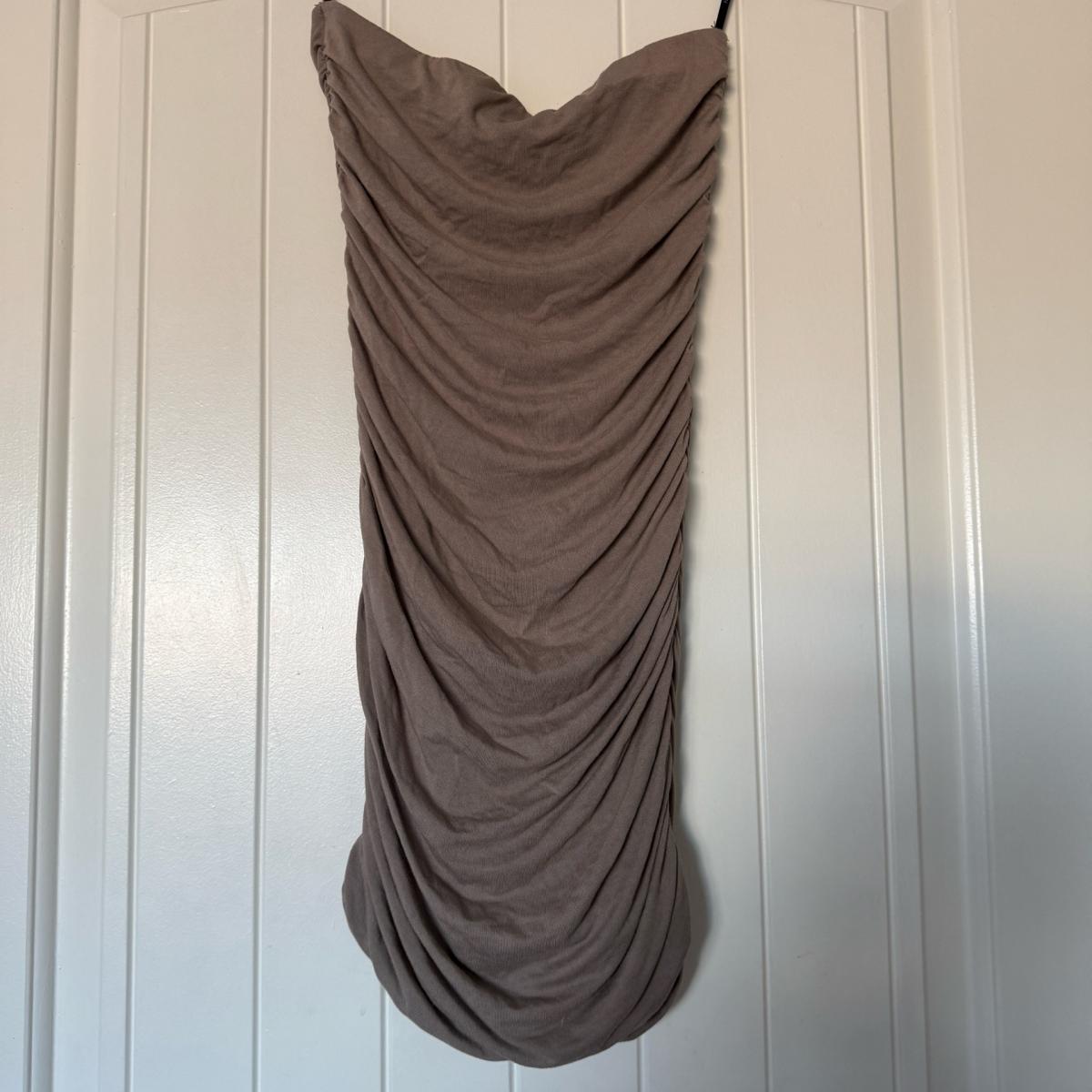 Forever 21 Taupe Strapless Ruched Bodycon Midi Dress  Size S