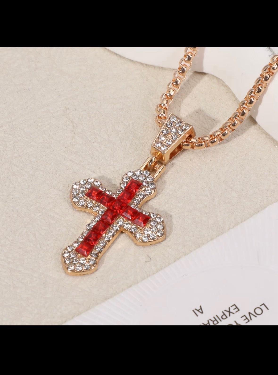 zircon embedded cross pendant chains