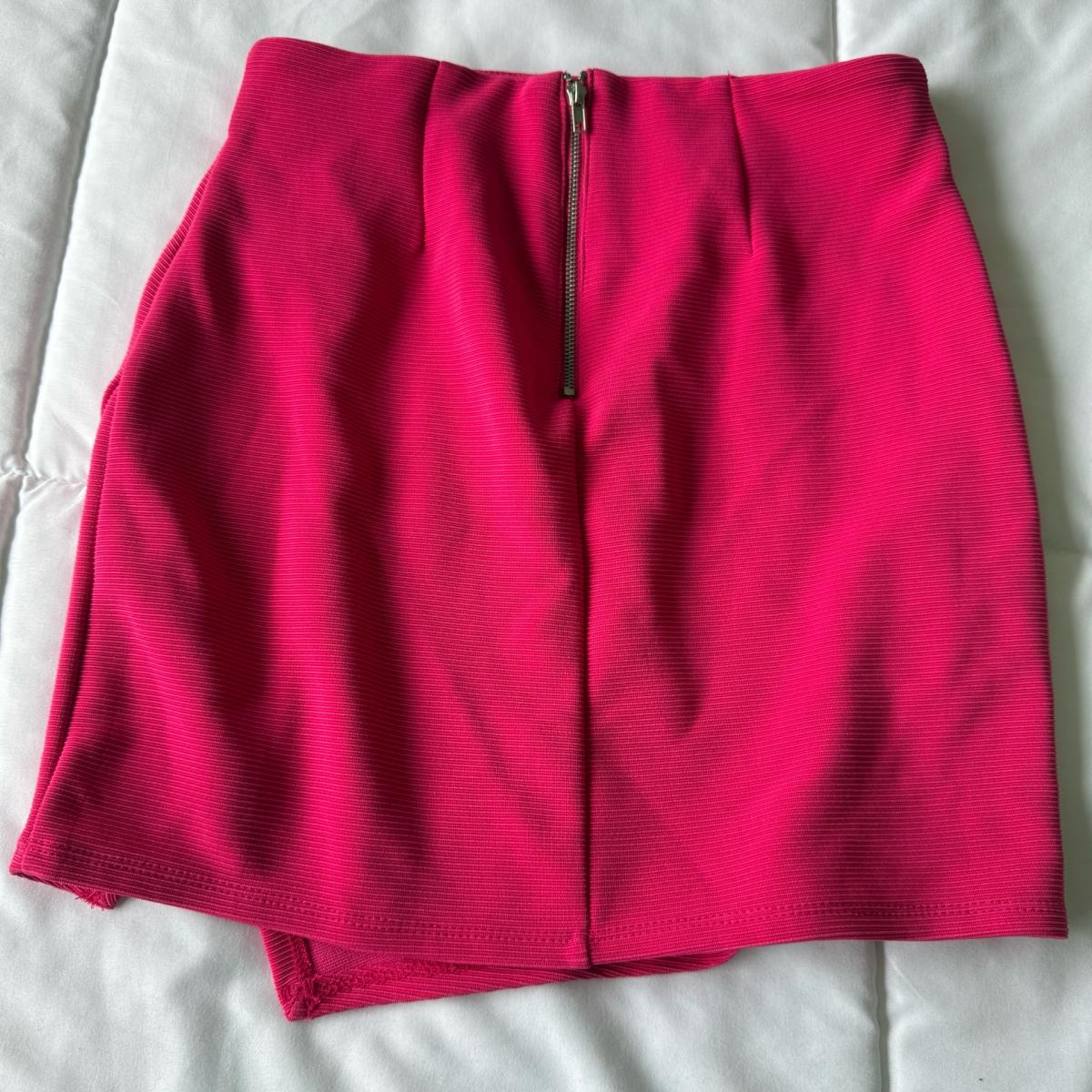 Forever 21 Hot Pink Textured Wrap Mini Skirt  High Waisted