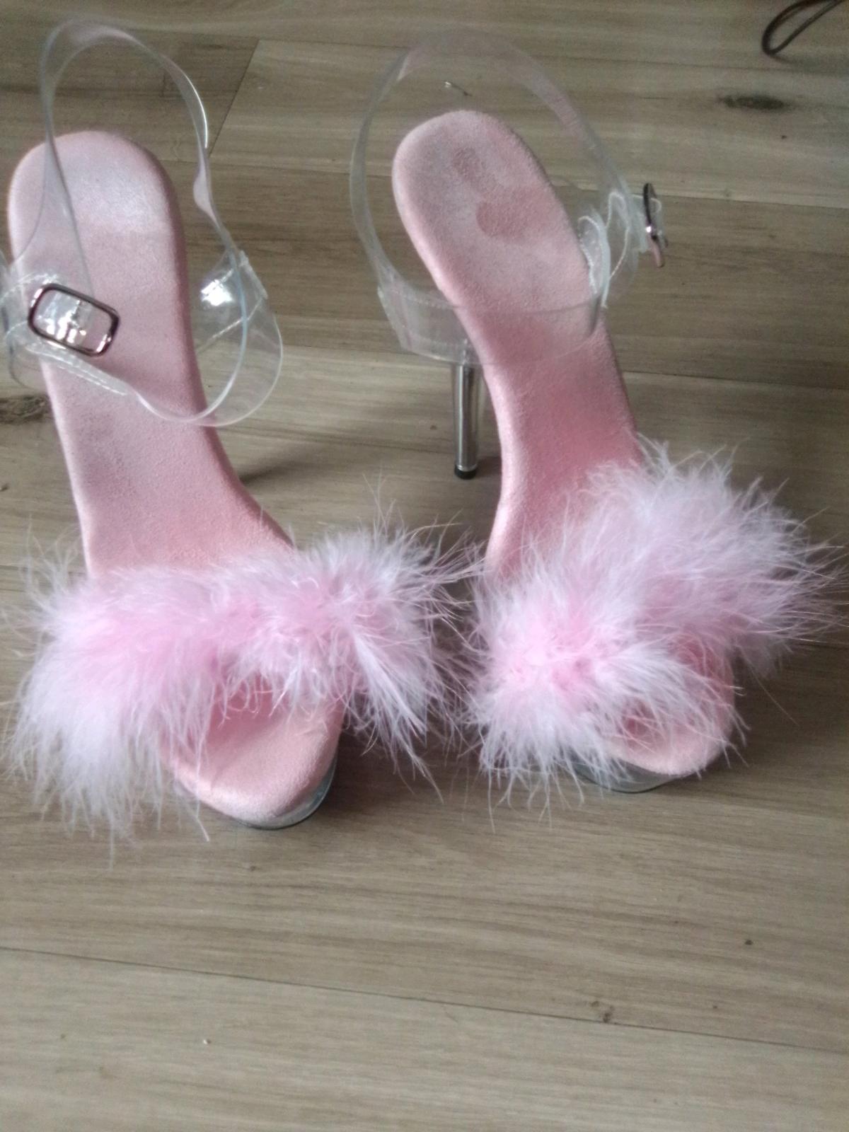 Cinderellas pink fur glass slippers