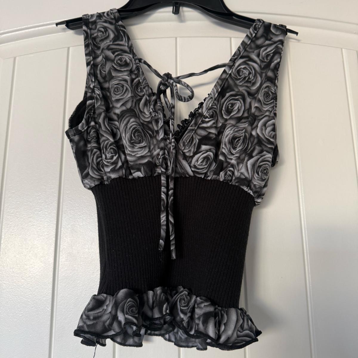 Gothic Rose LaceTrim CorsetStyle Top  Romantic Grunge  Y2K