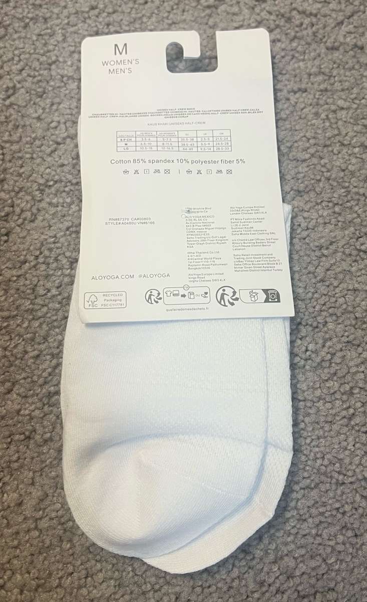 ALO Yoga Half Crew Unisex Socks Medium