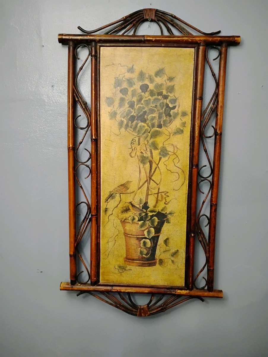 VINTAGE DARK RESIN BAMBOO WALL PICTURE