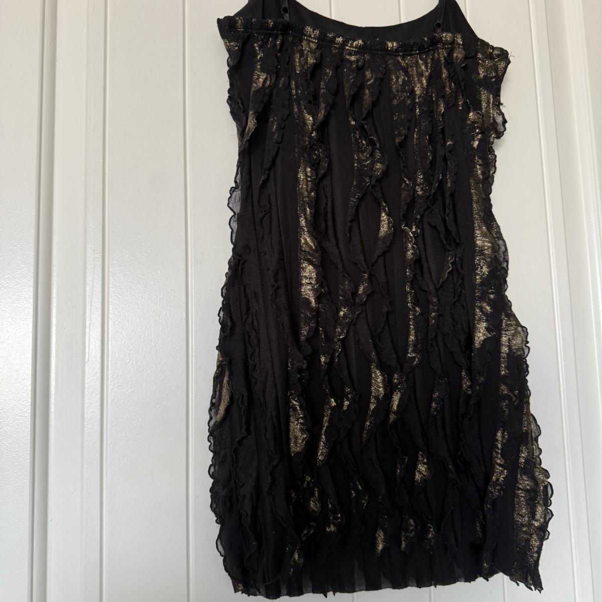 FOREVER 21 Twenty One Black  Gold Ruffled Mini Dress  Sheer