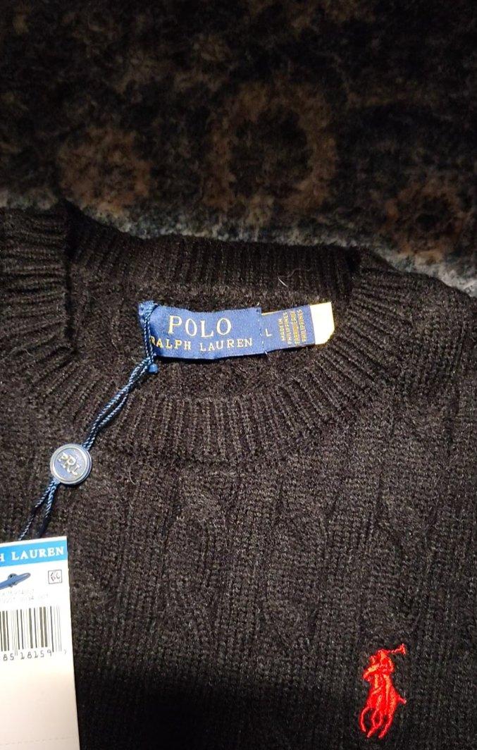 Polo Ralph Lauren Cable Knit Black Sweater Large NWT