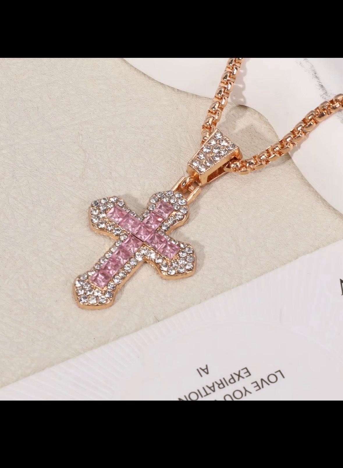 zircon embedded cross pendant chains