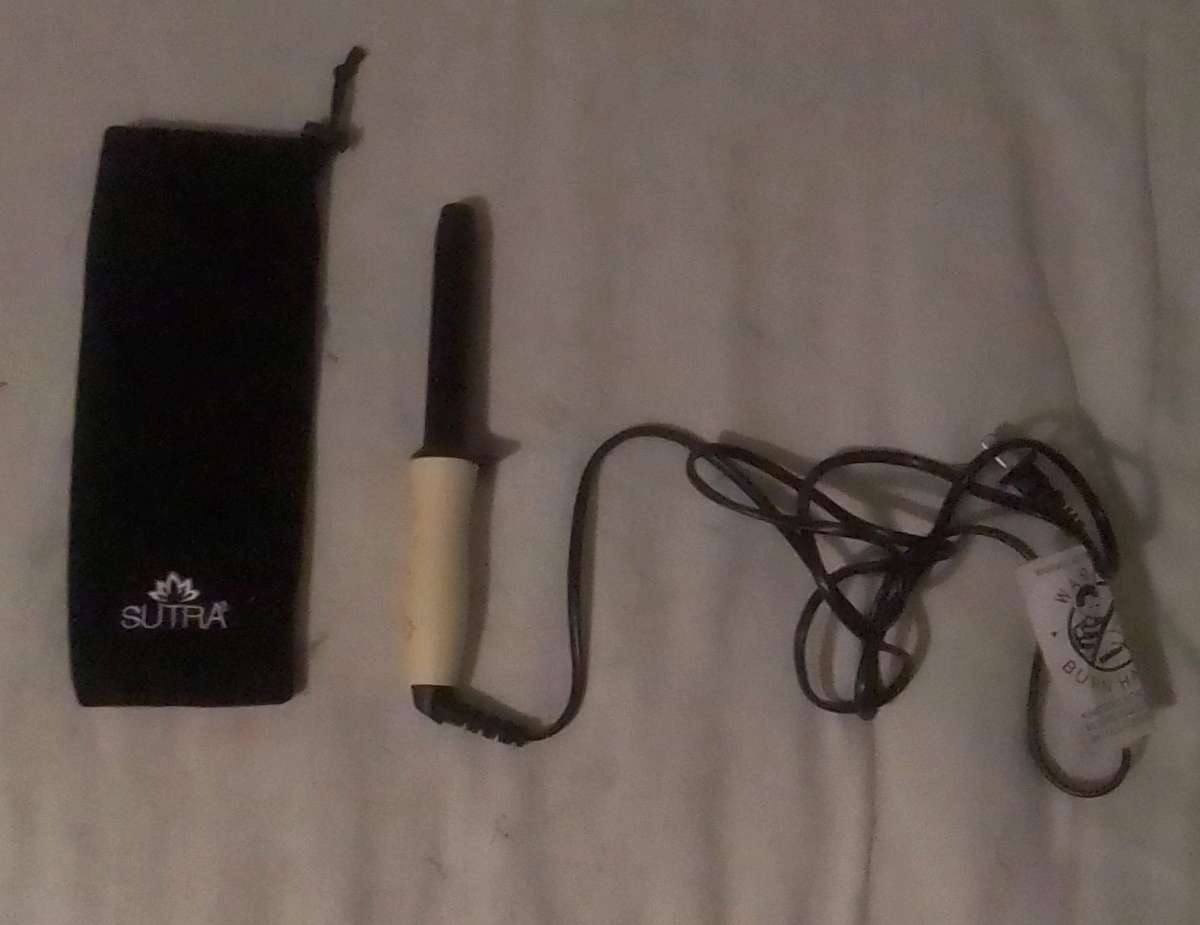 black and white curling iron