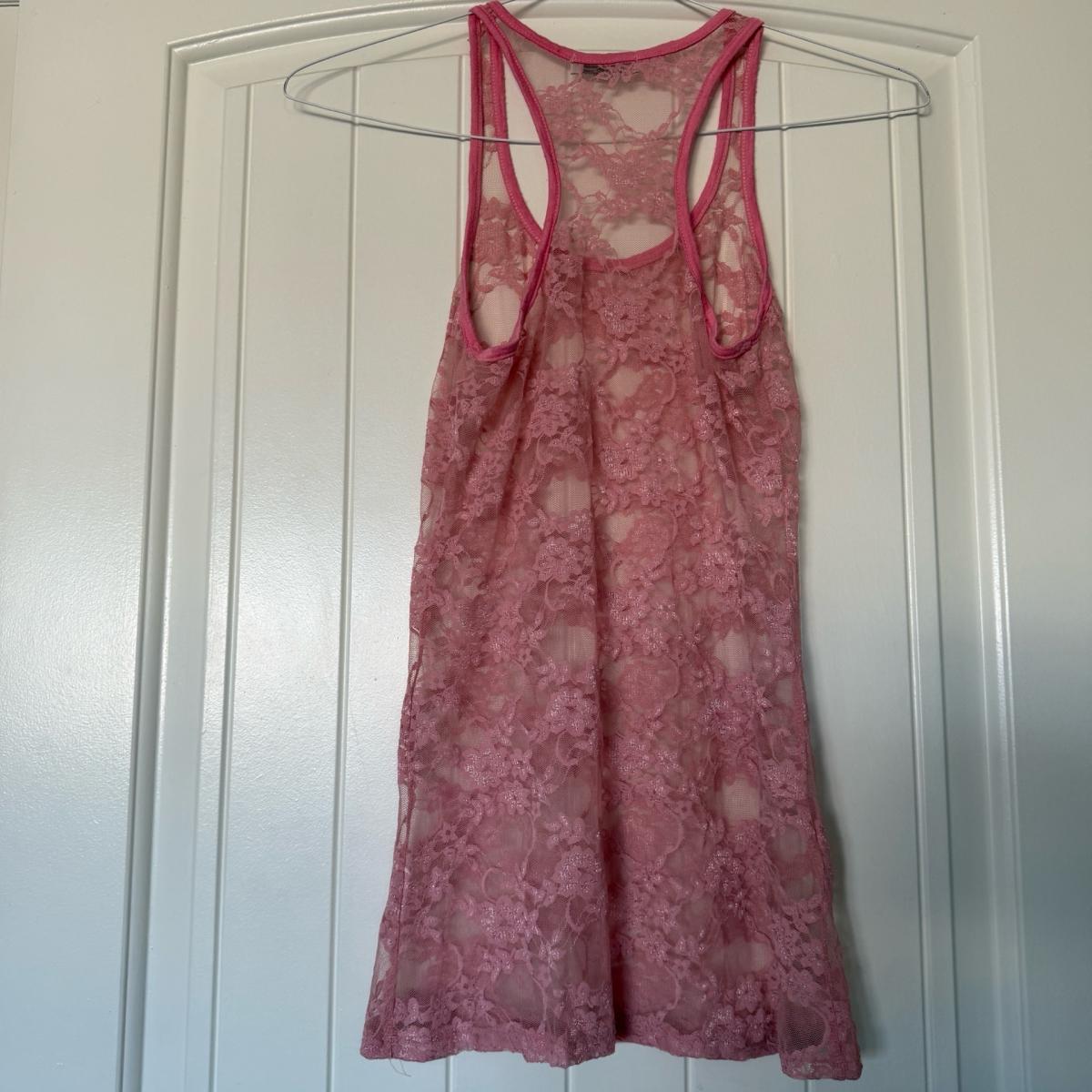 Sheer Dusty Rose Lace Racerback Tank Top  Romantic Boho