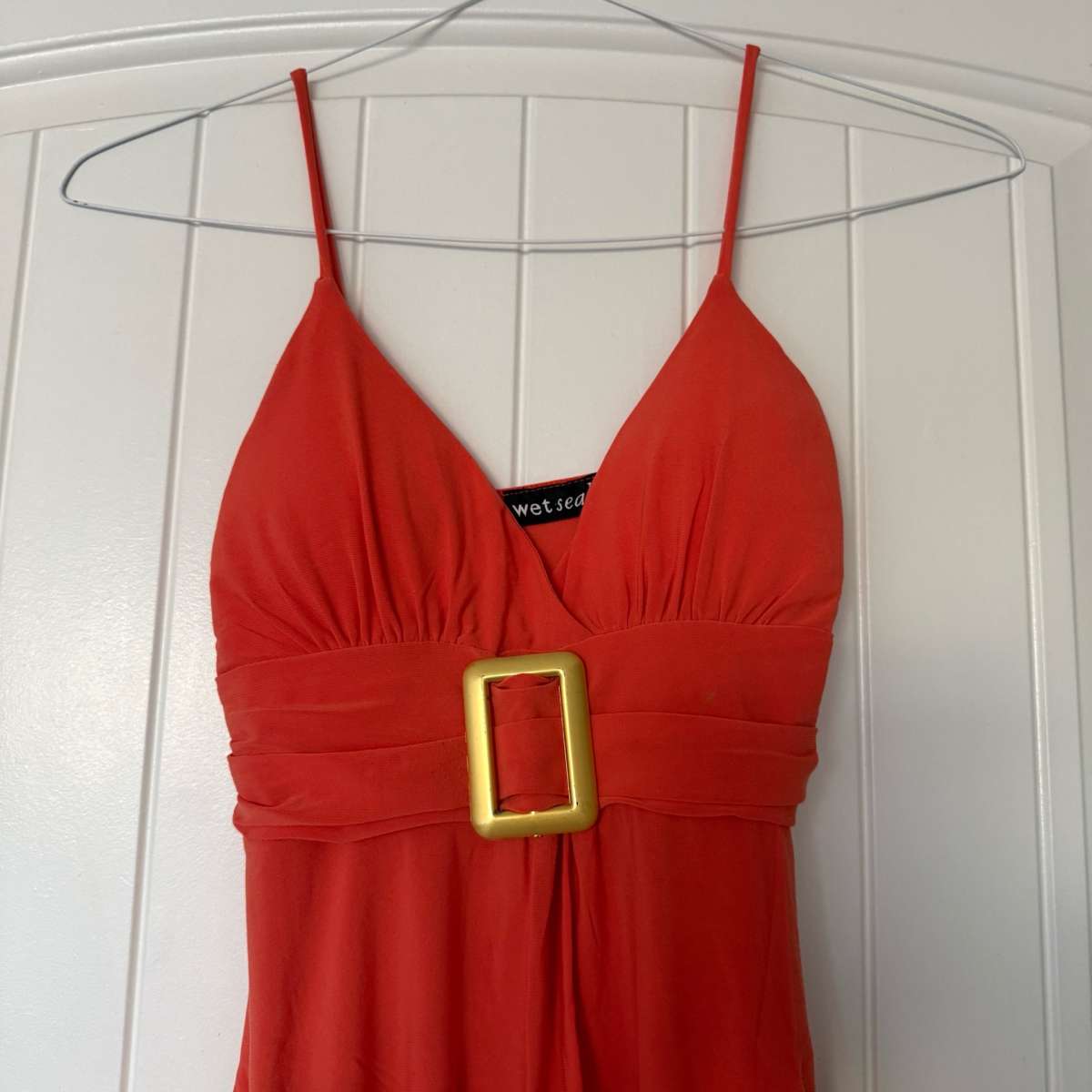 Wet Seal Red Orange Empire Waist Mini Dress with BuiltIn Pad