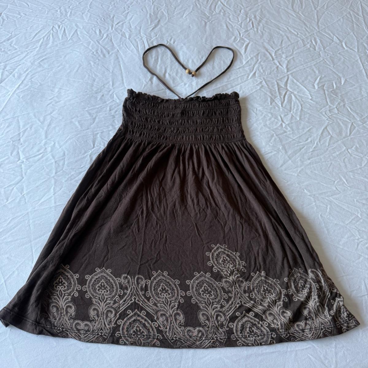 Chocolate Brown Halter Babydoll Top  Y2K Summer Vibes Small