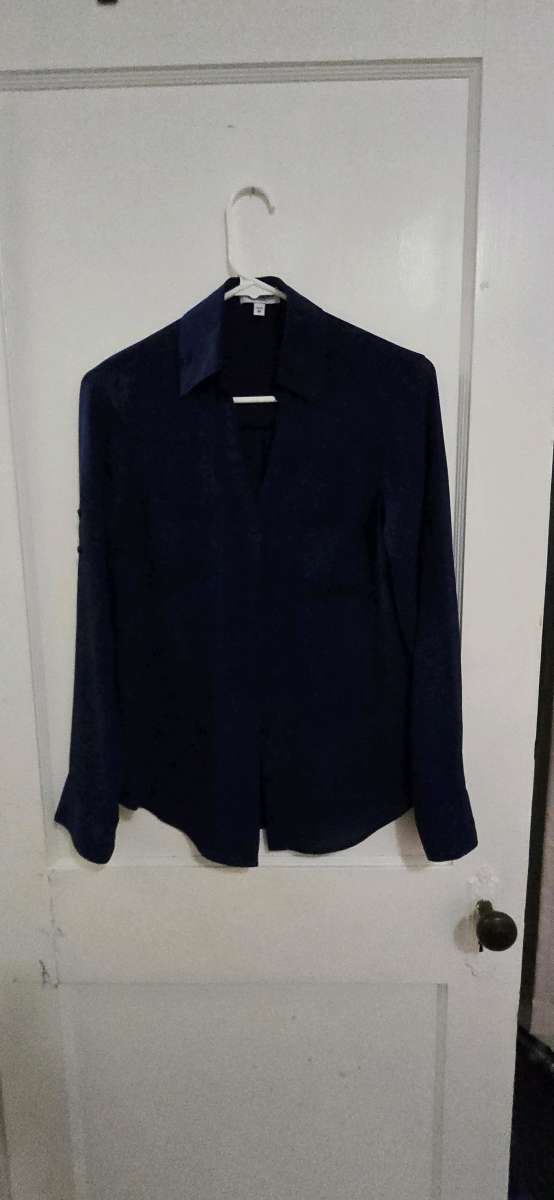 Navy Blue Button Down womens shirt