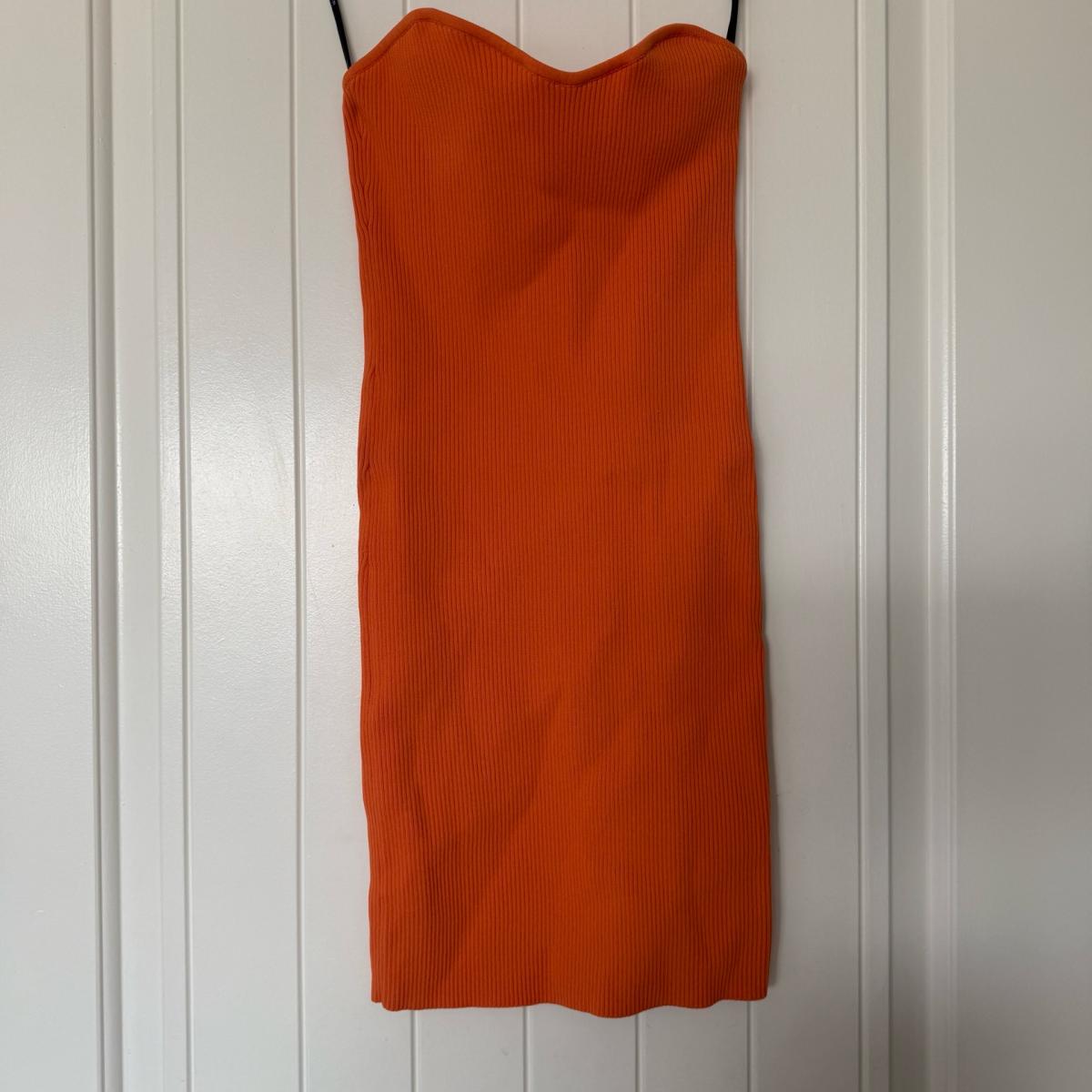 Forever 21 Ribbed Bodycon Midi Strapless Dress  Burnt Orang