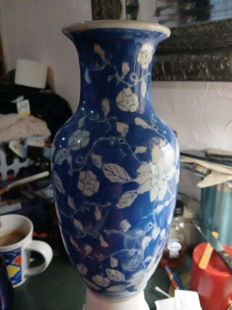 Blue and white vintage vase early 1800s