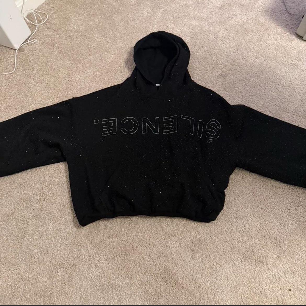 silence by onyx onyx vvs rhinestone hoodie in black