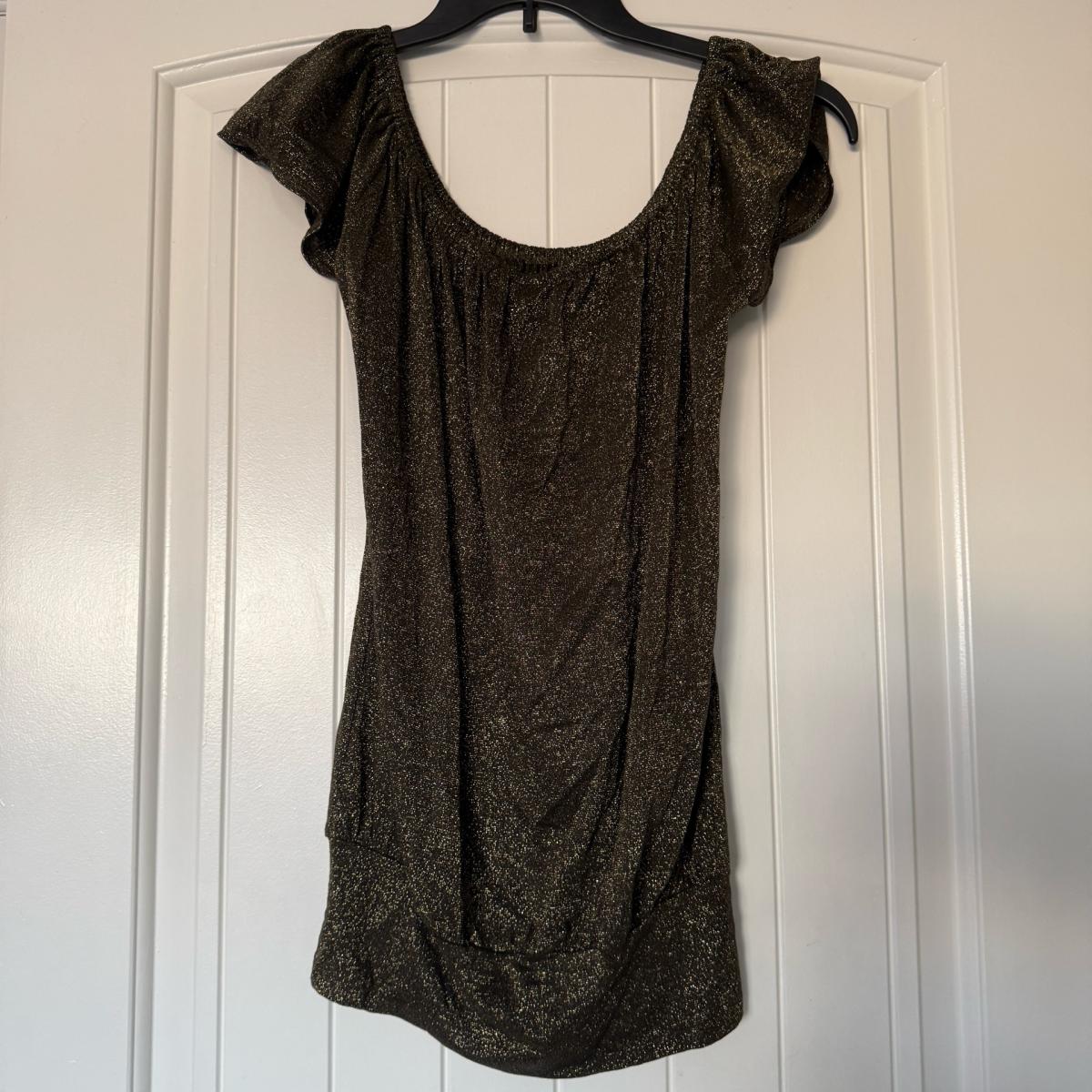 Size Small Gold Shimmer OffShoulder Tunic Top  Blouson Party