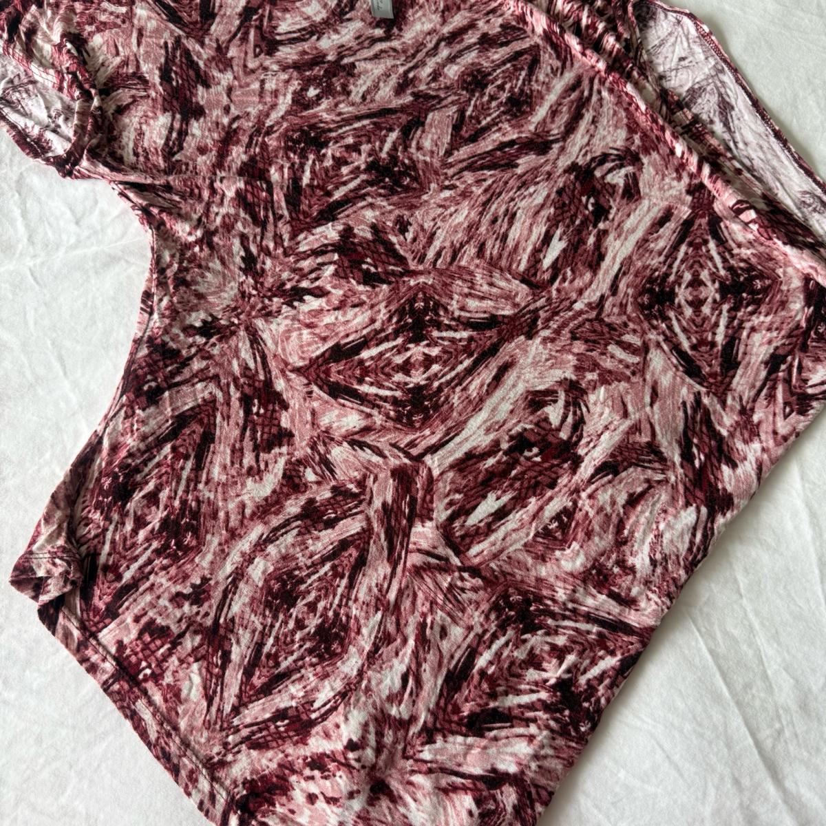 Wine  Blush Abstract Brushstroke Dolman Top  Soft Flowy Ligh