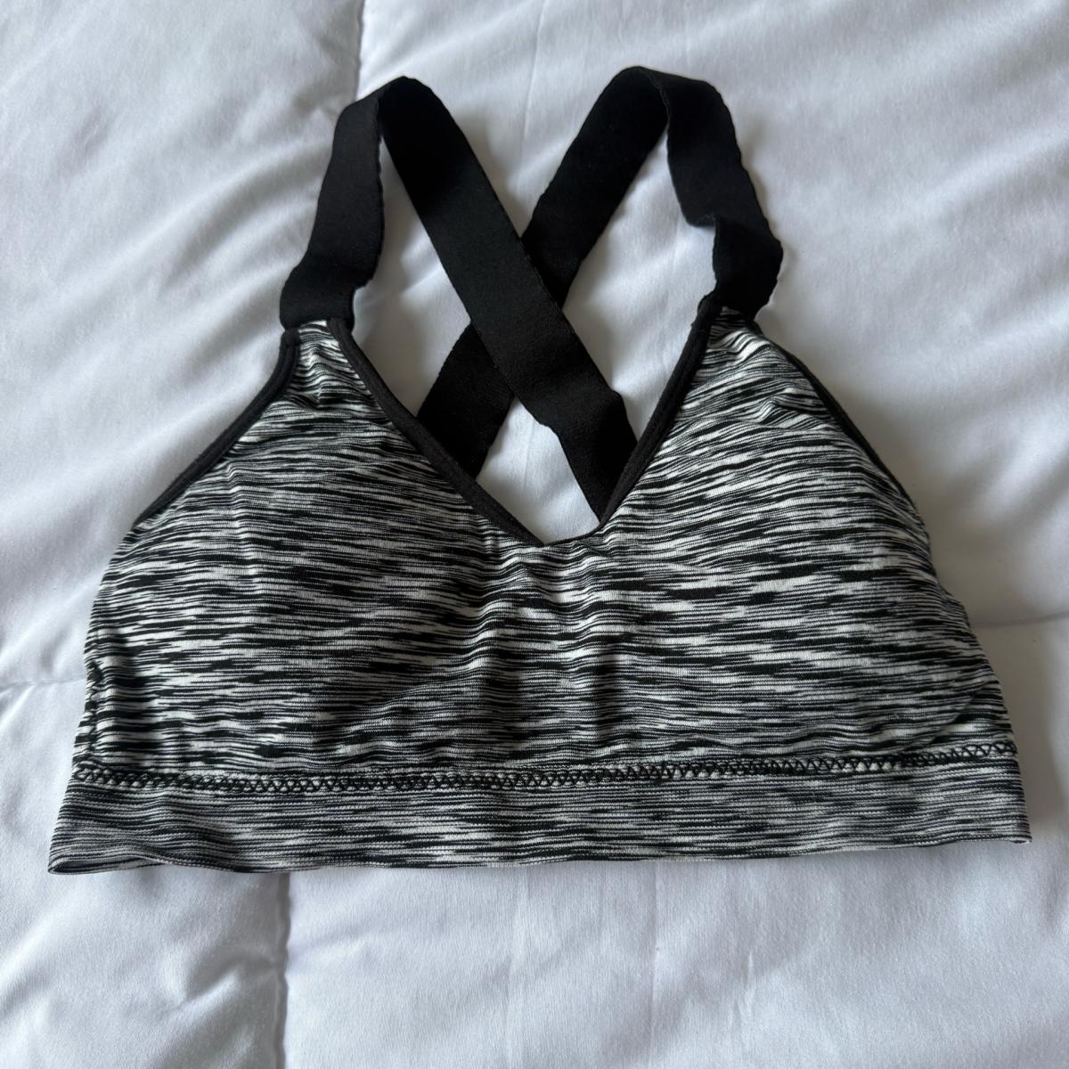 Strappy Crisscross Back Sports Bra  Black  Gray SpaceDye  Li
