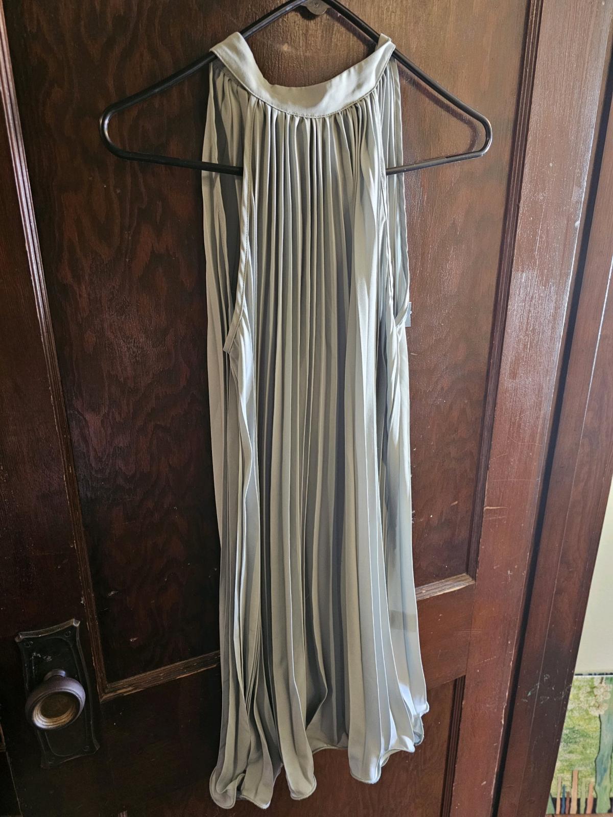 sage green pleated midi dress size small