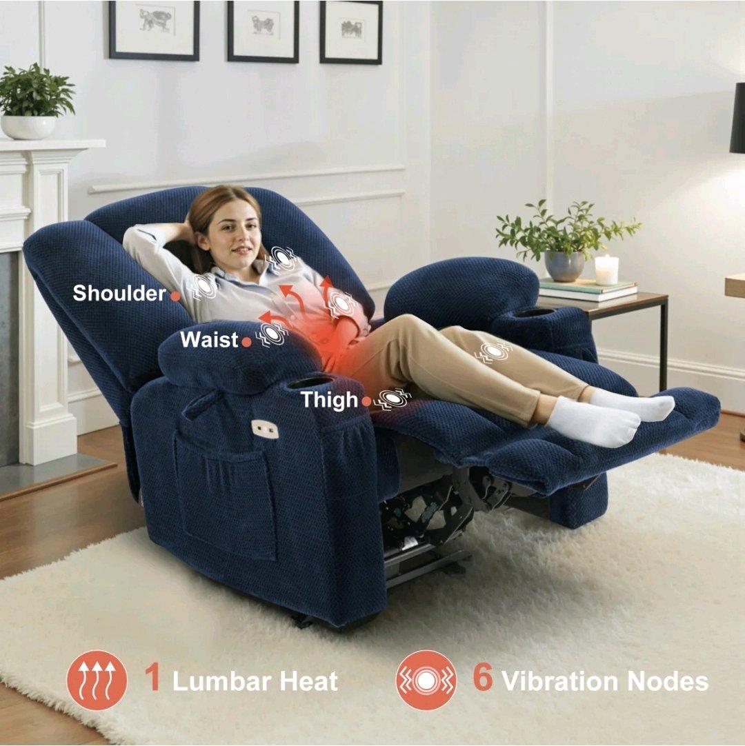 MCombo Electric Power Recliner Chair with Massage  Heat Plus