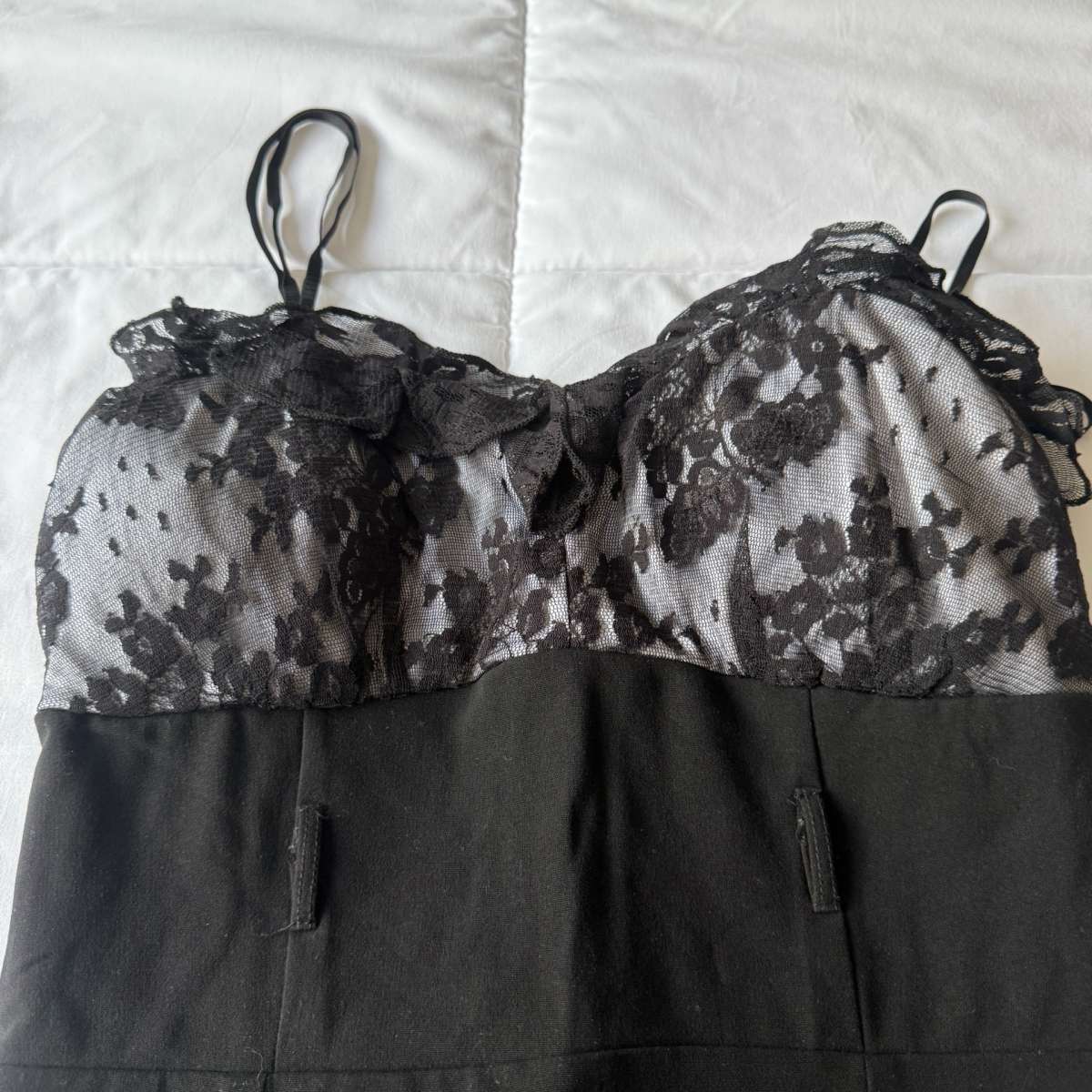 Black Lace Slip Dress with BuiltIn Bra  LingerieInspired Fit