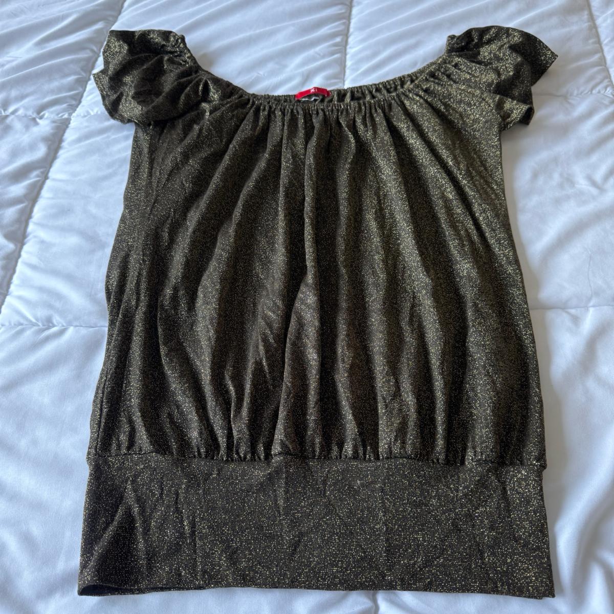 Size Small Gold Shimmer OffShoulder Tunic Top  Blouson Party