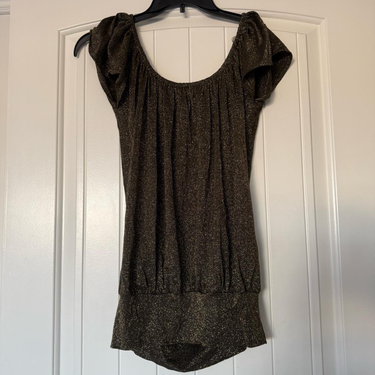 Size Small Gold Shimmer OffShoulder Tunic Top  Blouson Party