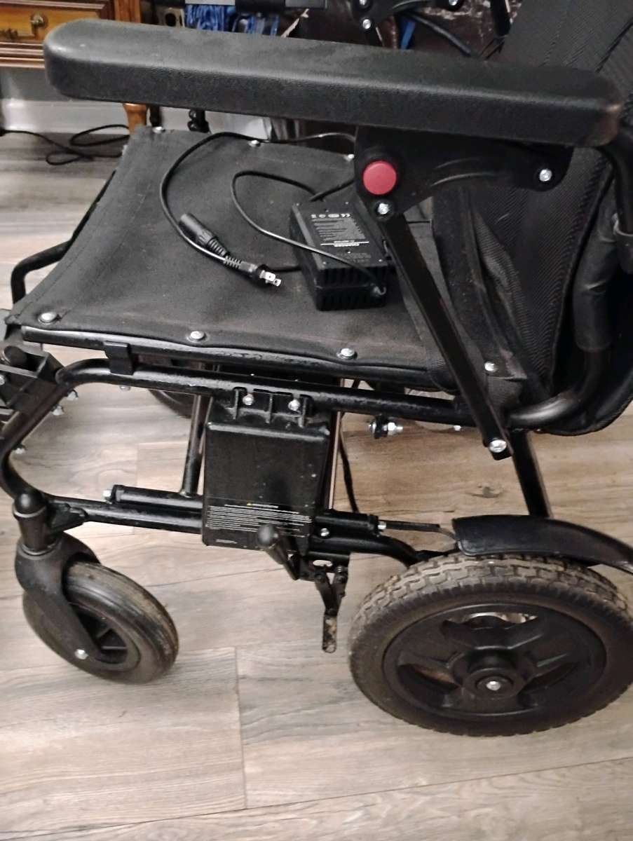 Motorized Wheelchair with Dual Batteries and Charger