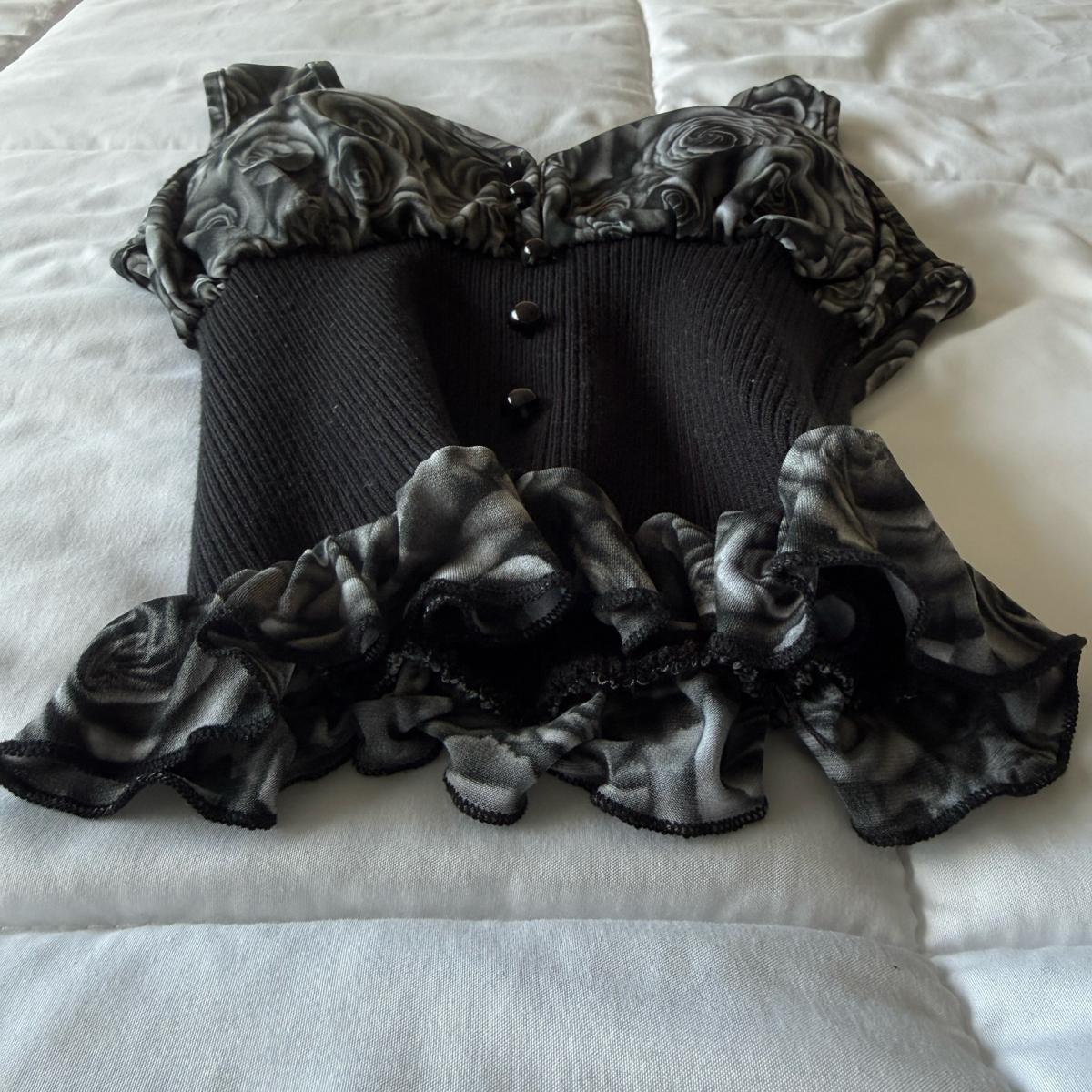 Gothic Rose LaceTrim CorsetStyle Top  Romantic Grunge  Y2K