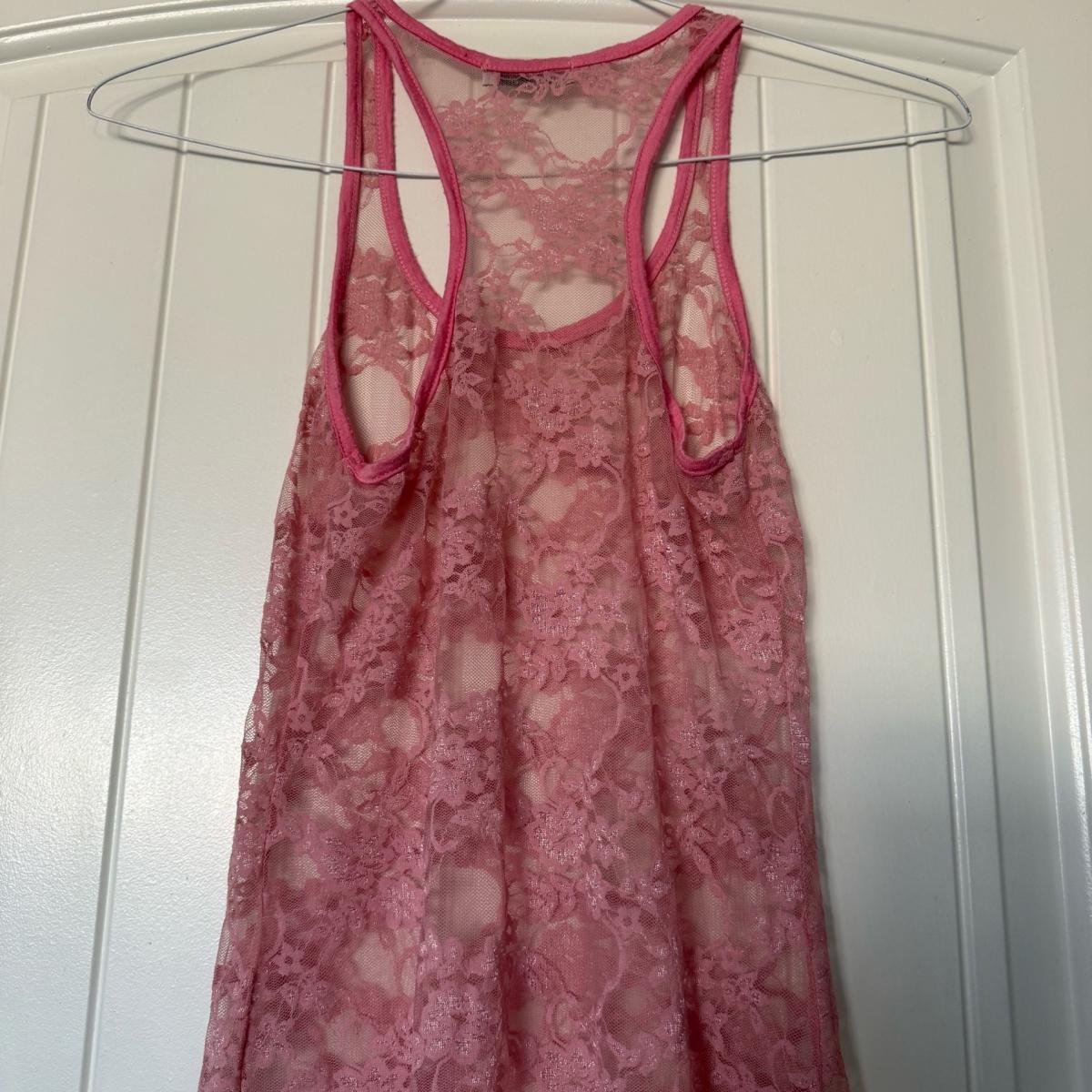 Sheer Dusty Rose Lace Racerback Tank Top  Romantic Boho