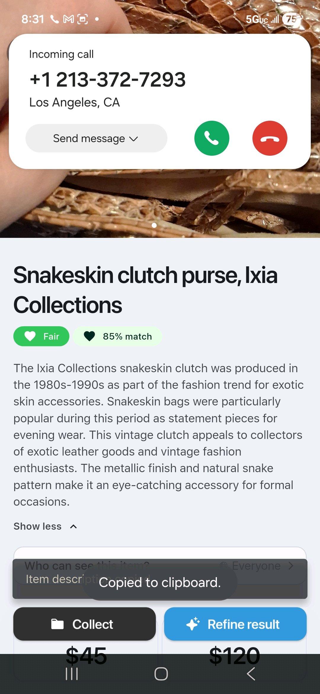 Snakeskin clutch purse