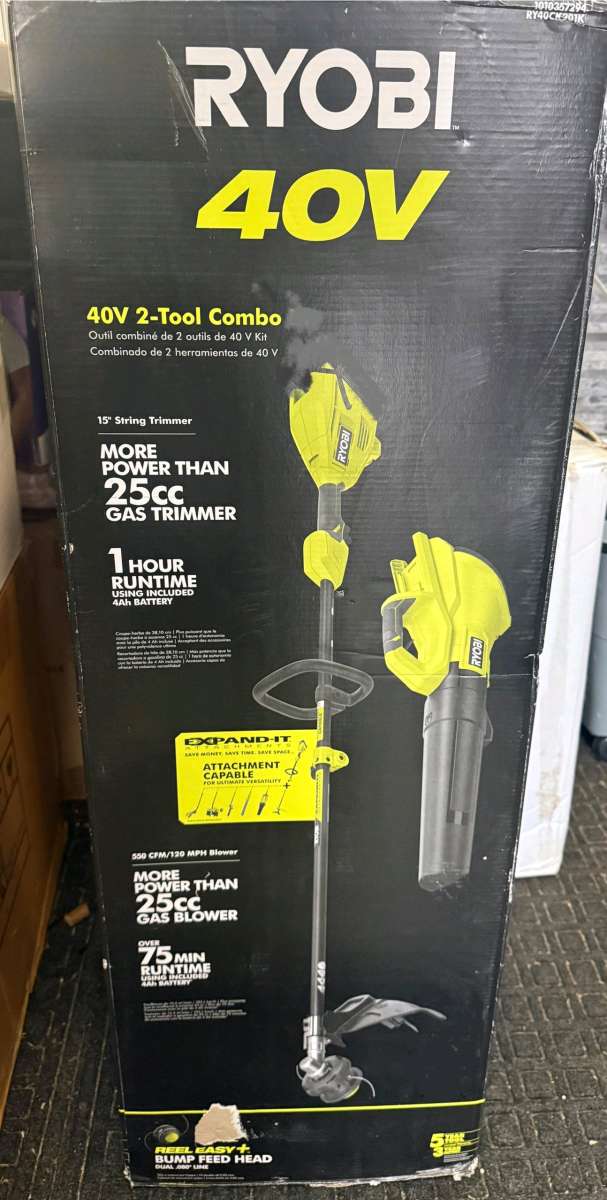 Ryobi 40v and 18v weed trimmer and blower kit