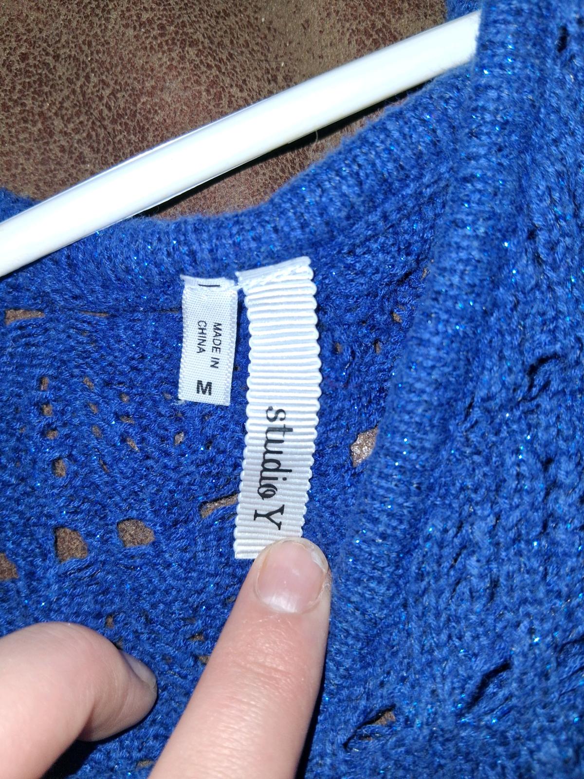 womens studio y blue sparkly long sleeve shirt