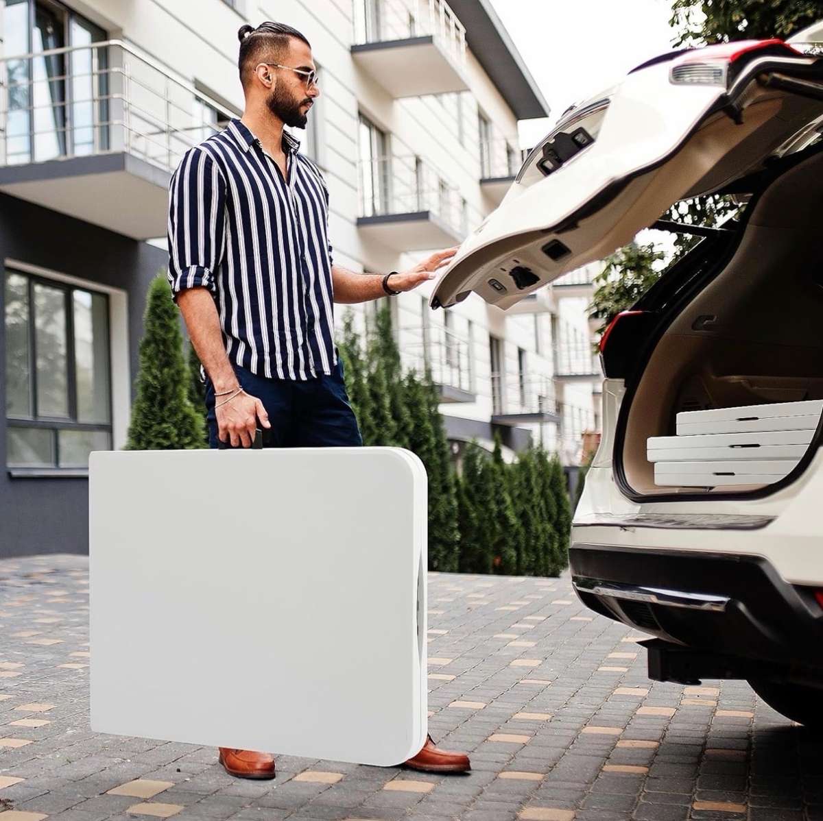 Folding Picnic Table 4Foot Adjustable Height 4FT Plastic Tab