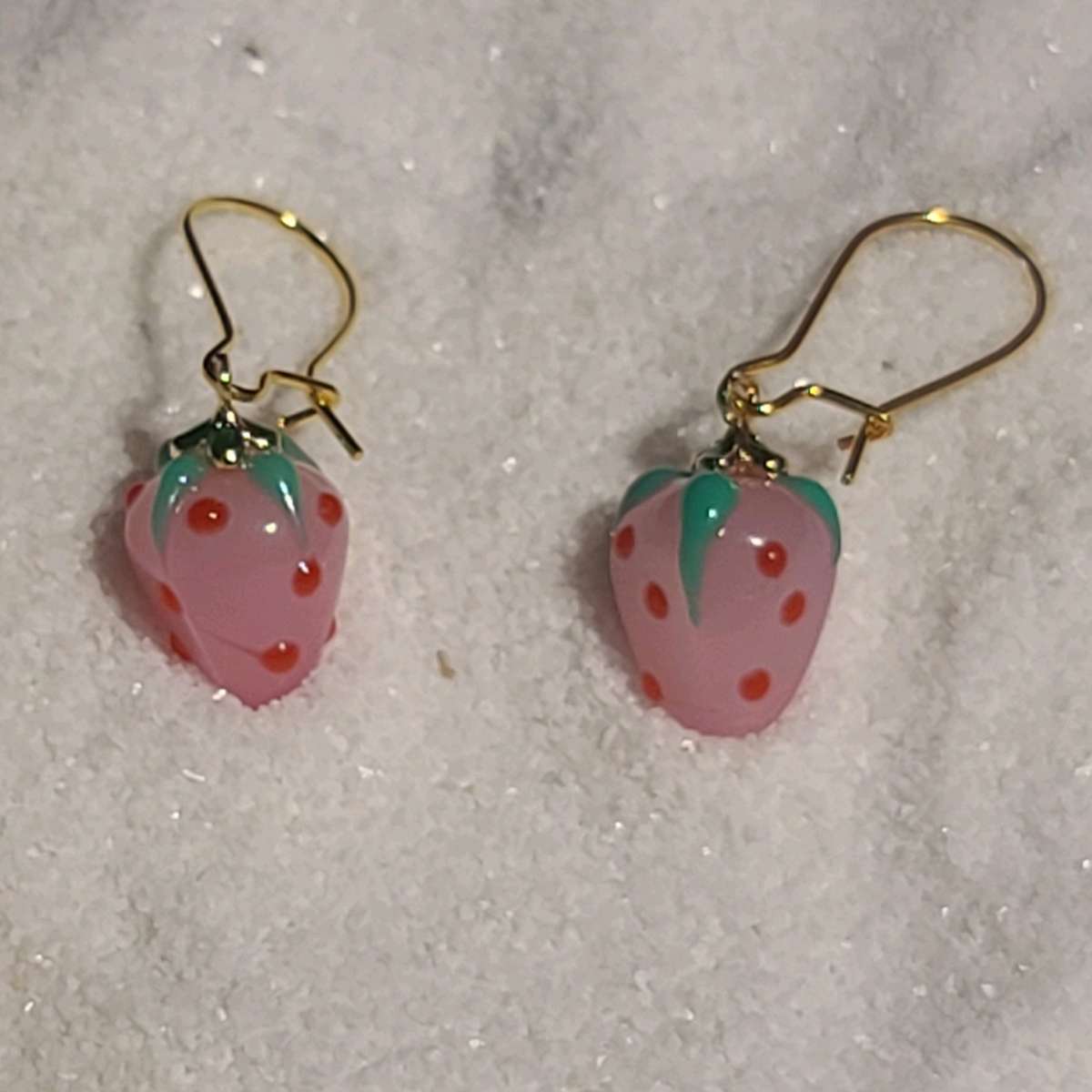 Pink Strawberry Murano Glass Earrings