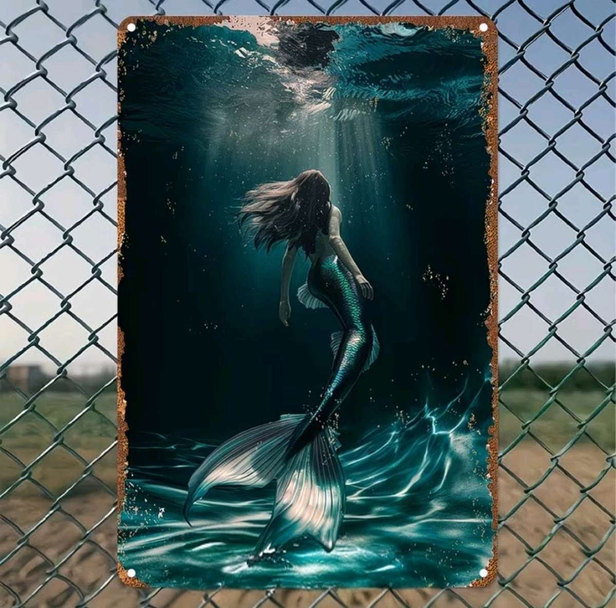 Metal Mermaid Sun shining Decor