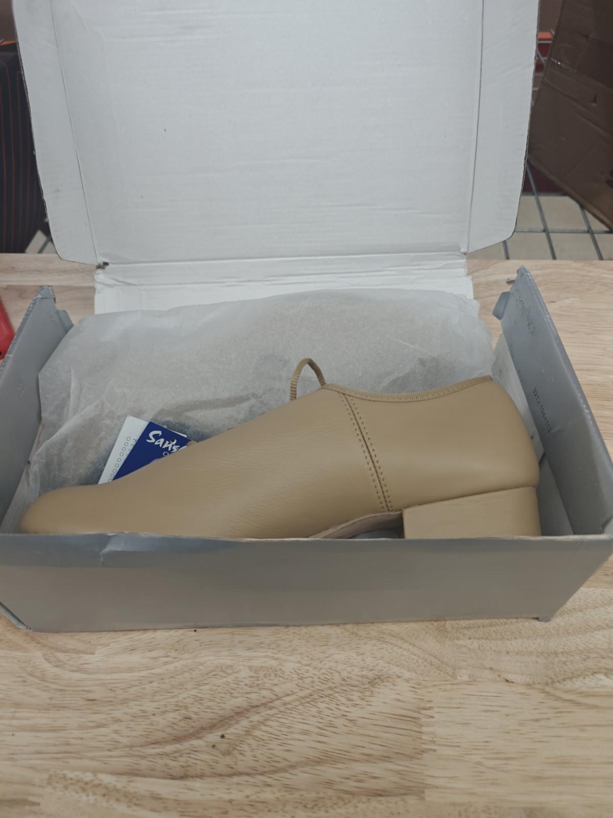 Sansha T-World Tap Shoes for Girls Boys Lace Up PU Leather Dance Shoes for Little Kid/Big Kid(Tan 15M)