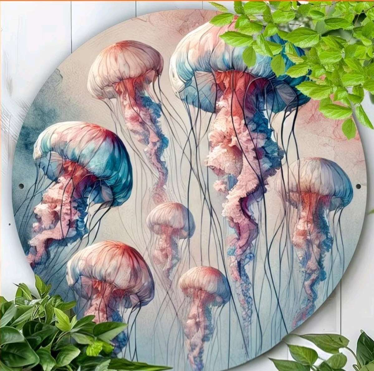 Round Metal Wall Decor Jellyfish