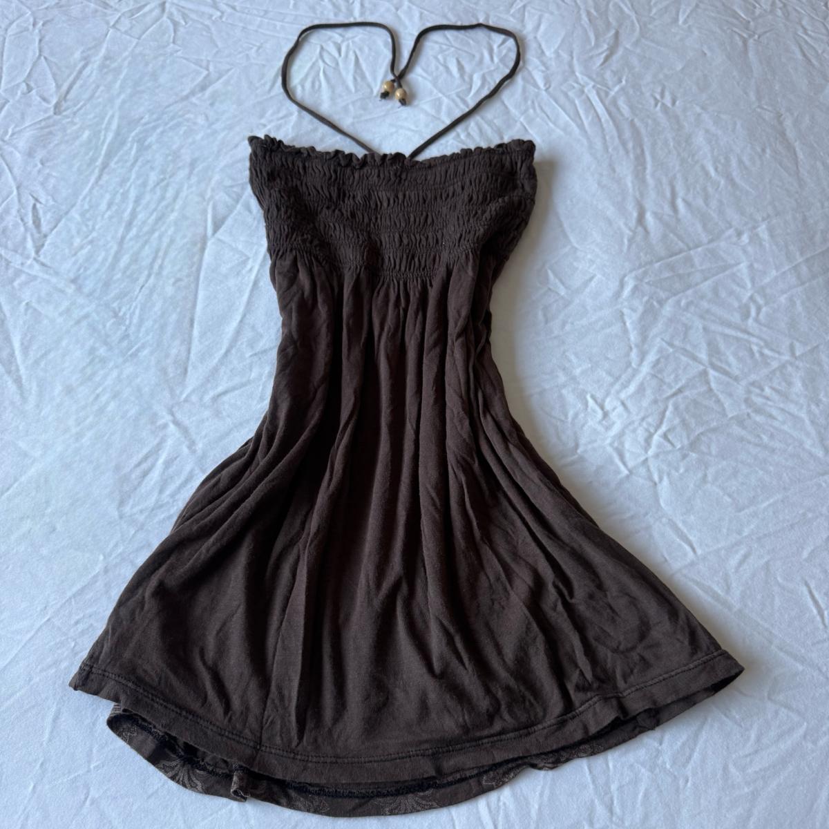 Chocolate Brown Halter Babydoll Top  Y2K Summer Vibes Small