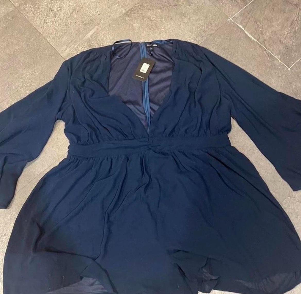 womens blue navy romper dress
